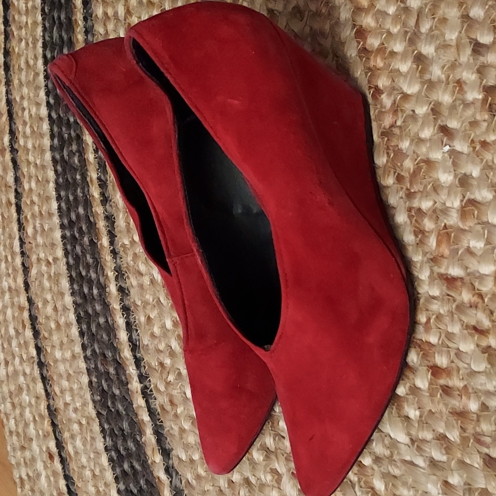 Red suede heels